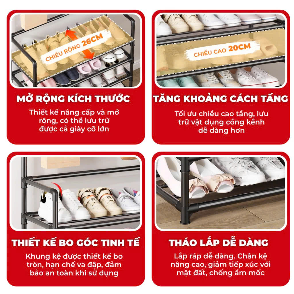 Giá Treo Quần Áo Túi Xách - Kệ Để Đồ Dày Dép Phong Cách Hàn Màu Tự Nhiên