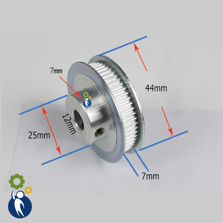 Buly, Puly, Pulley Trục 12mm - 60 Răng, sử dụng với dây đai 2GT-6mm