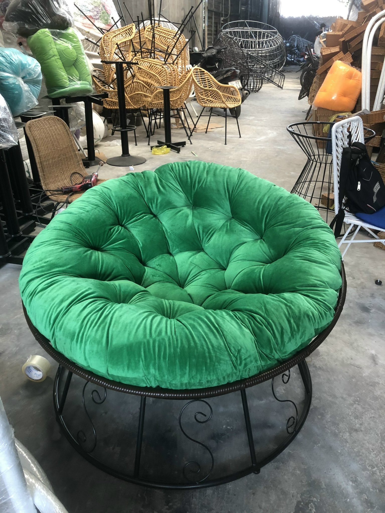 Ghế mặt trăng Papasan mây thật cao cấp Juno Sofa size 1m kèm nệm