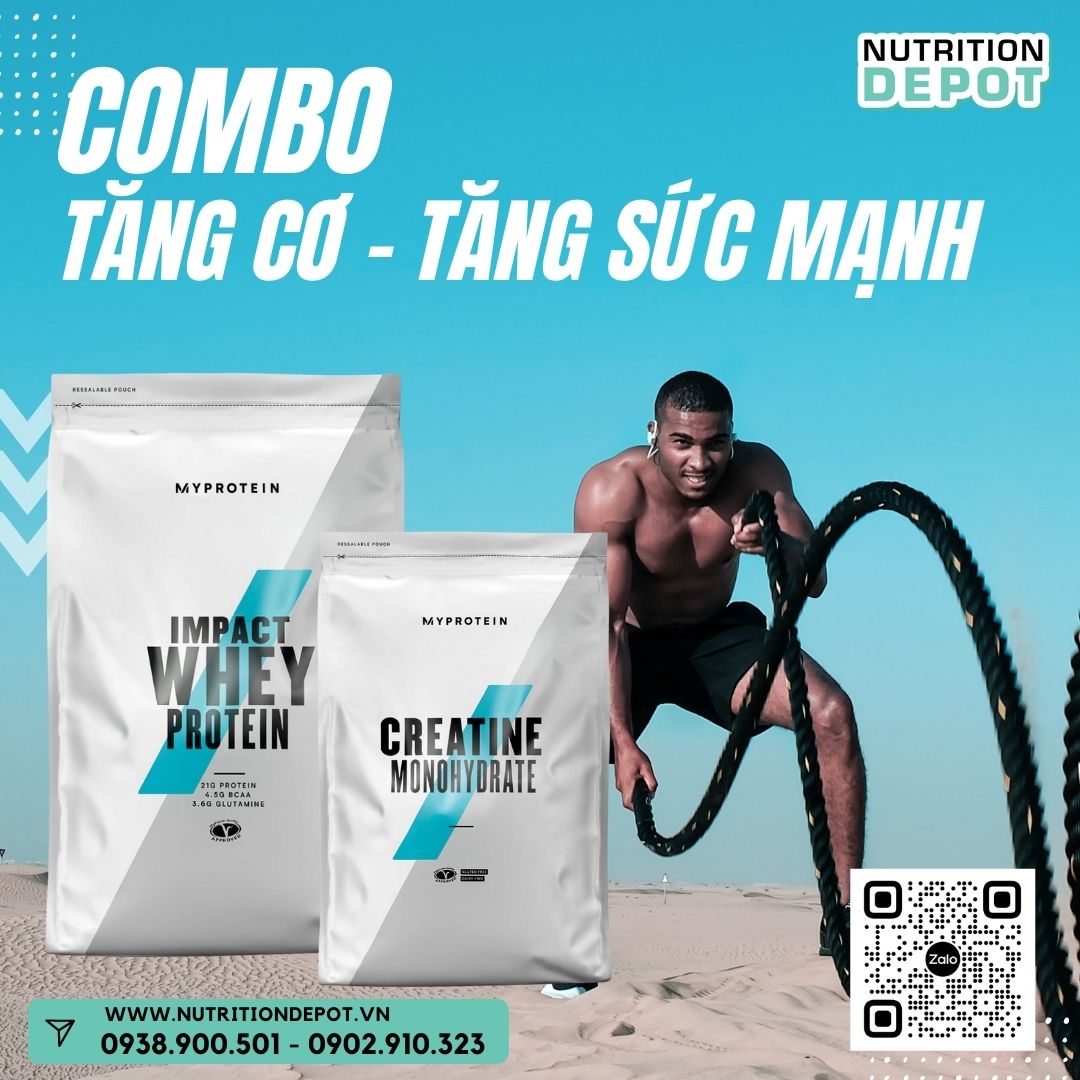 Combo Tăng cơ và Sức mạnh 01 - Impact Whey Protein 1kg và Creatine 250g Myprotein - Nutrition Depot Vietnam