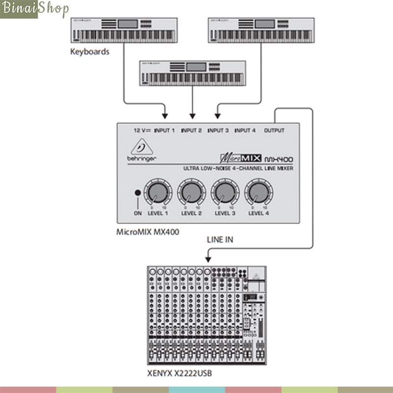 Behringer MX400 - Bộ Trộn Âm Thanh 4 Kênh Chuyên Dụng Cho Studio, Biểu Diễn Và Podcast - Hàng Chính Hãng