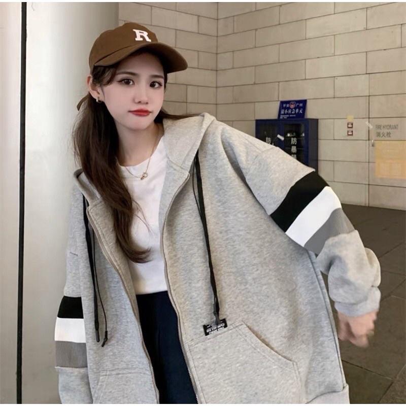 Áo Khoác Hoodie nữ Khoá Kéo form rộng kiểu dáng xinh sắn Hàn bao đẹp TUT124