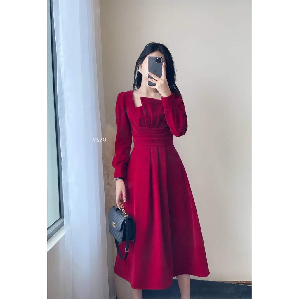 VÁY ĐỎ XẾP LY NGỰC