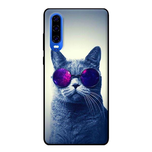 Ốp lưng in cho Huawei P30 mẫu Mèo Đeo Kính Tím - Hàng chính hãng
