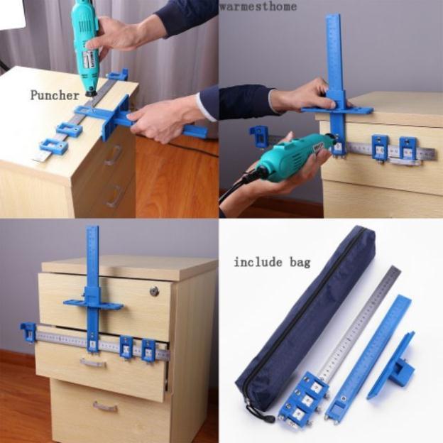 Cữ khoan tay nắm tủ - Thước định vị lỗ khoan 2 chiều - Dụng cụ đồ nghề thợ làm mộc tiện lợi
