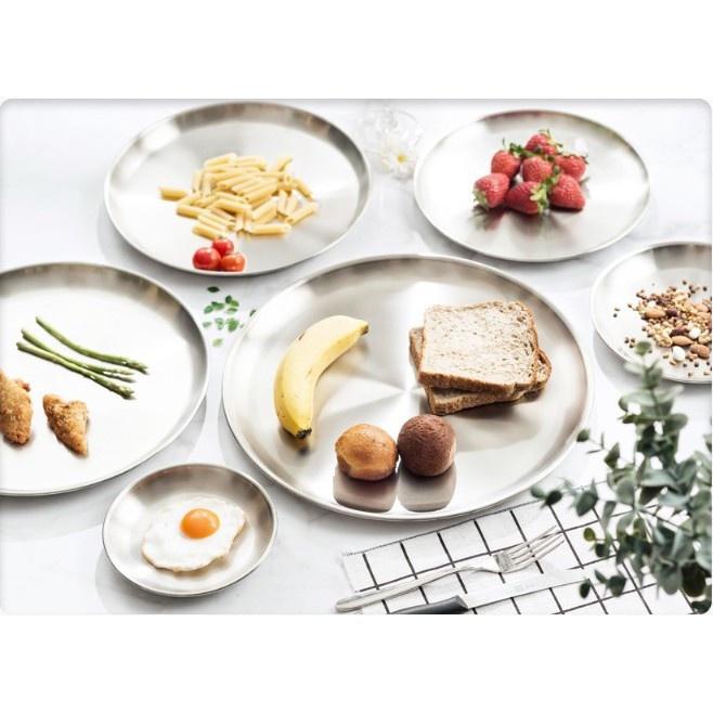 Set 5 Đĩa Inox Tròn Hàn Quốc đựng thức ăn hoa quả