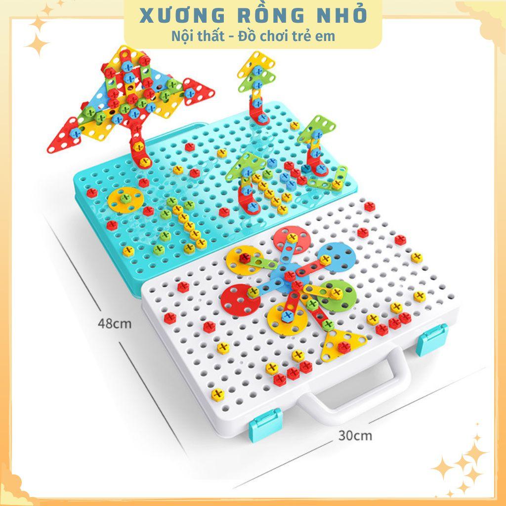 Đồ chơi trí tuệ lắp ráp bắt ốc vít, bộ lắp ghép sáng tạo building block,set gồm cả máy bắt vít và tua vít, hàng đẹp