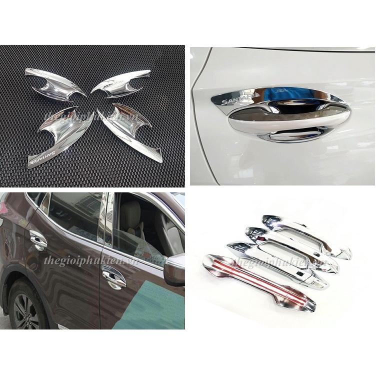 Bộ ốp tay nắm, hõm cửa xe Hyundai Santafe 2021 mạ Crom