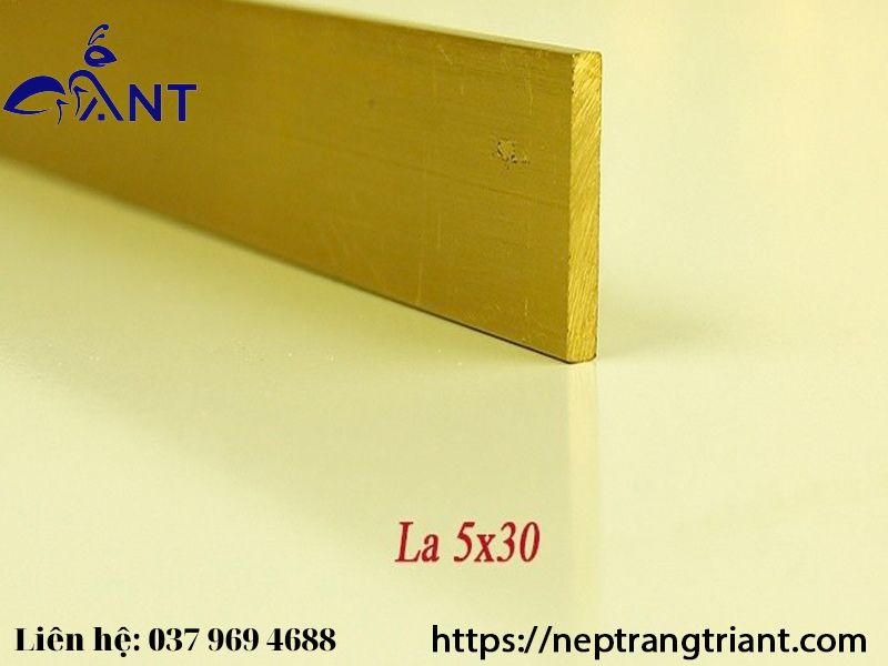 Nẹp đồng la 5x30, nẹp la trang trí, thanh la đồng, thanh dài 3m, chất liệu đồng thau
