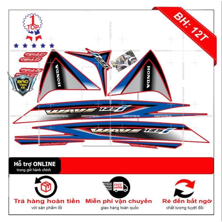 Tem rời dán xe wave 125i dán xe đỏ - Bi Decal