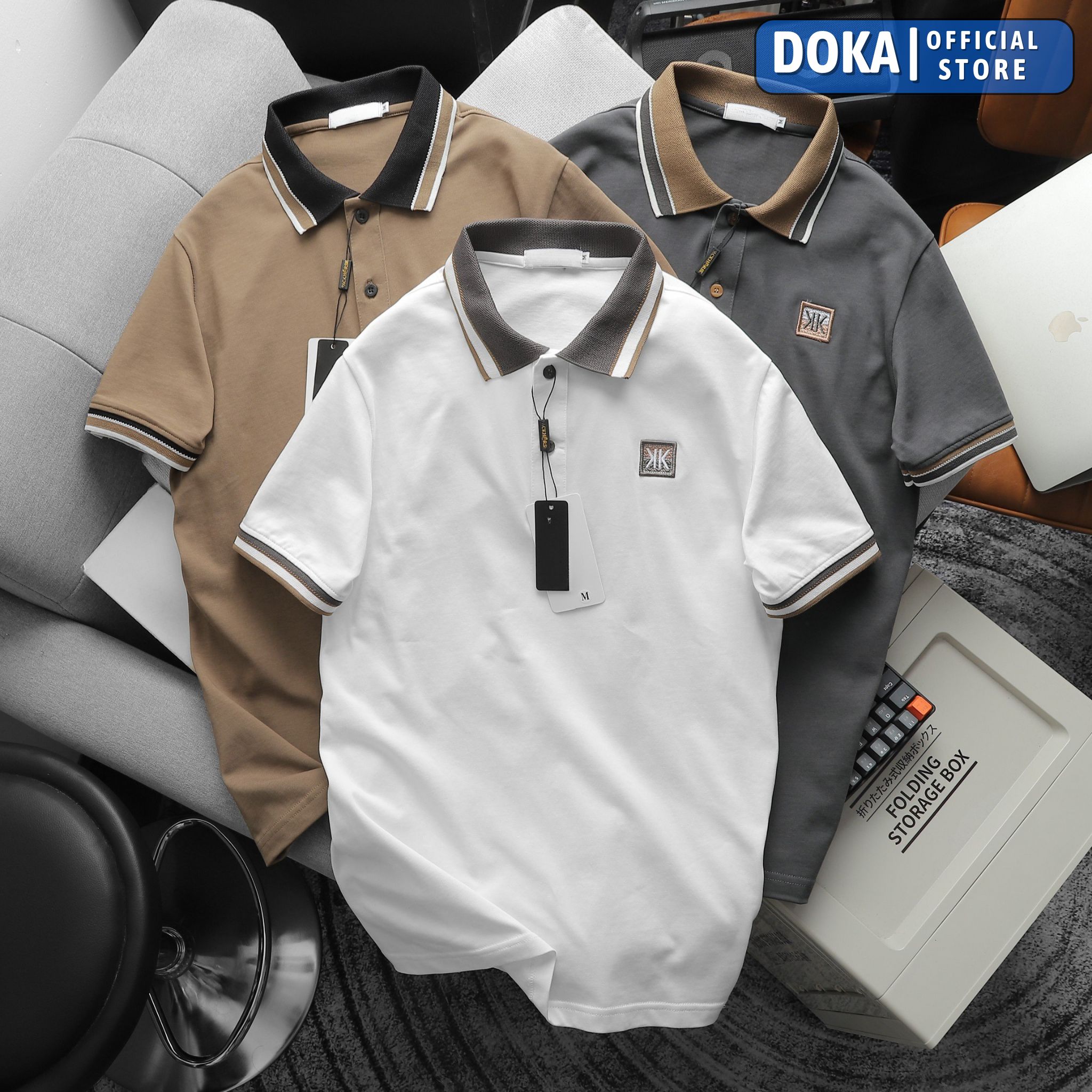Áo polo nam ngắn tay có cổ DokaFashion regular fit chuẩn hàng xuất, áo phông thun polo nam tay ngắn thêu nổi logo Chữ KK – EZ225