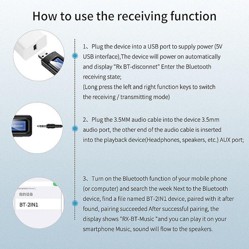 USB Thu Phát Có Màn Hình LED Bluetooth 5.0 BT-2IN1