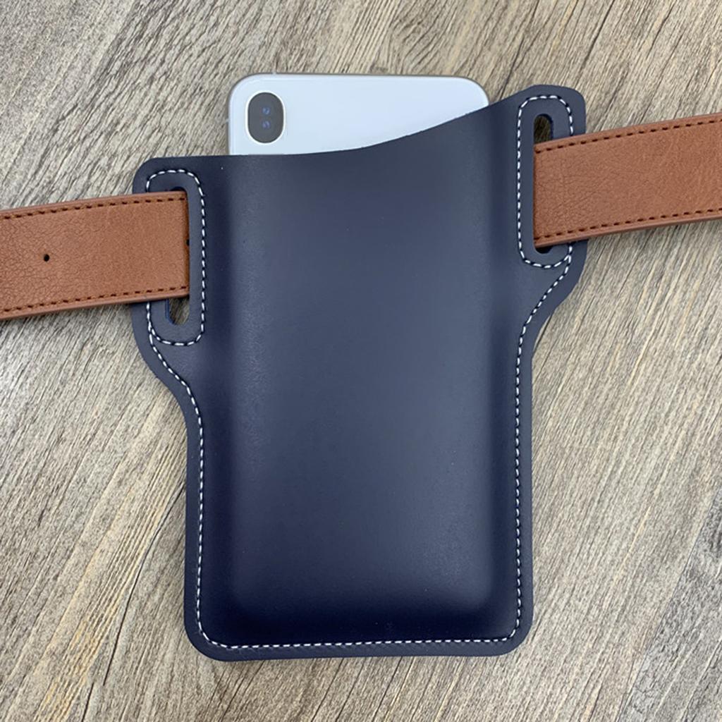 Men Waist Phone Bag PU Loop Holster Pouchs Belt Multipurpose Carrying Case