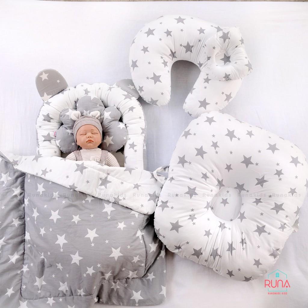 Combo nôi, chống trào ngược &amp; phụ kiện khác cho trẻ sơ sinh RUNA KIDS chất liệu Cotton cao cấp mềm mịn, an toàn cho bé