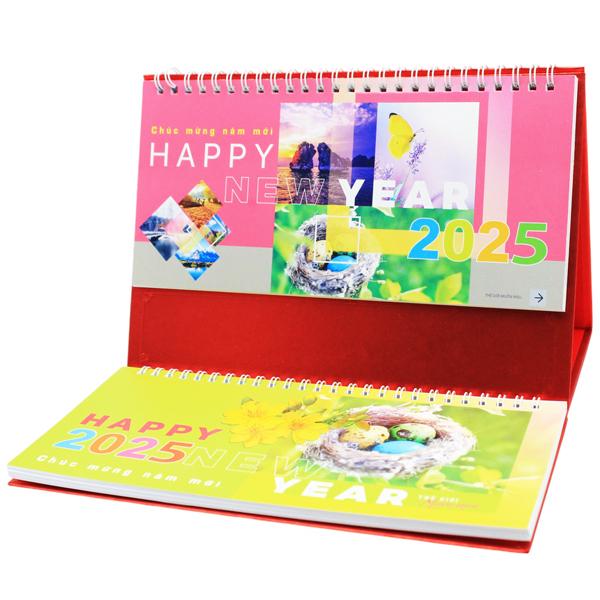 Lịch Bàn 2025 Có Note - Thế Giới Muôn Màu - Văn Lang VL-LB12 - Đế Màu Đỏ