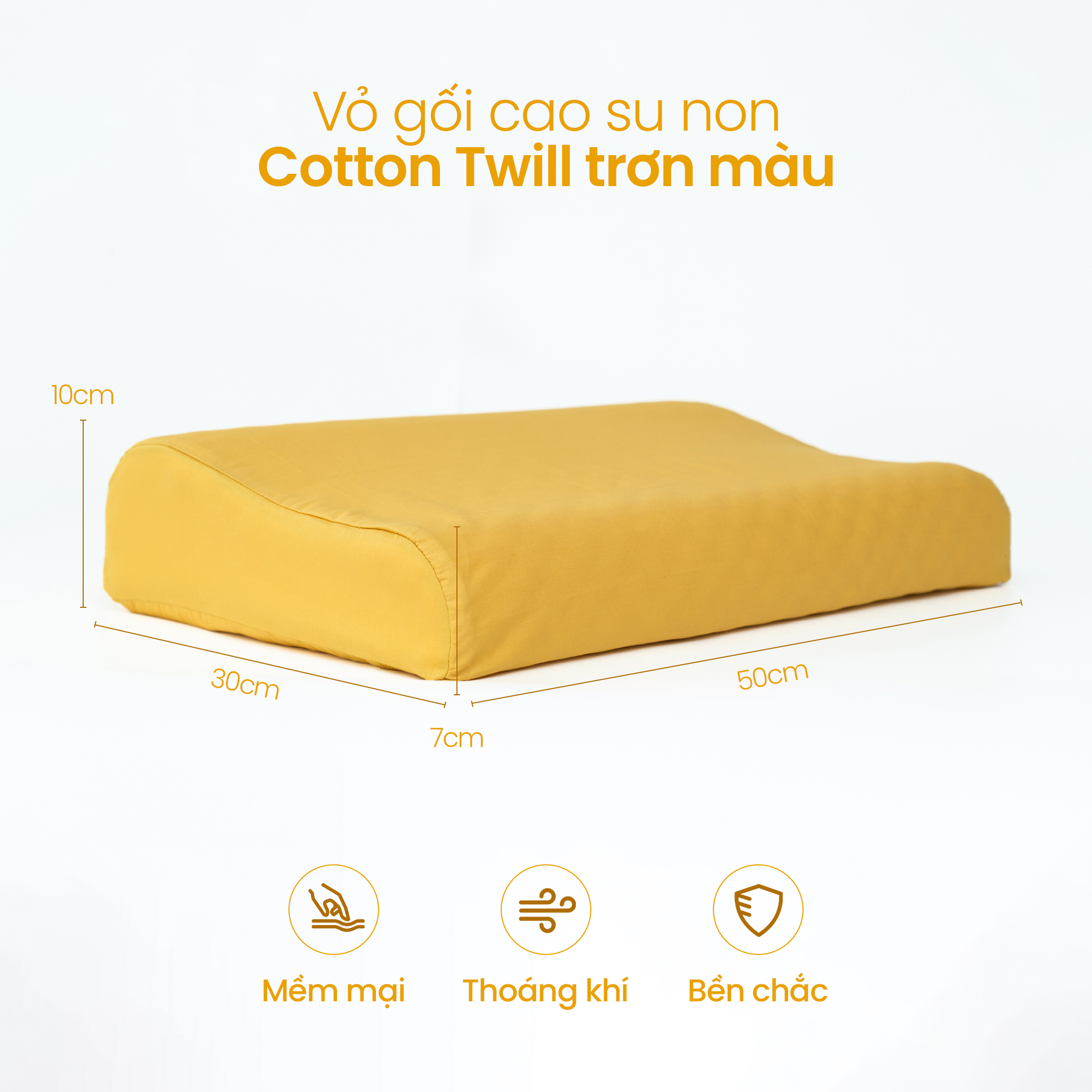 Vỏ gối cao su non Cotton Twill Hàn Quốc Sen Đá Home Bedding trơn màu, bao áo gối Memory Foam thô lụa cho người lớn