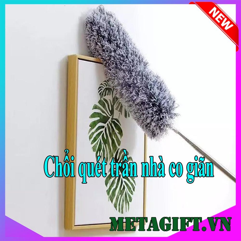 Cây chổi lông quét lau bụi mạng nhện trần nhà đa năng cán dài inox rút gọn gập được 90 độ thông minh