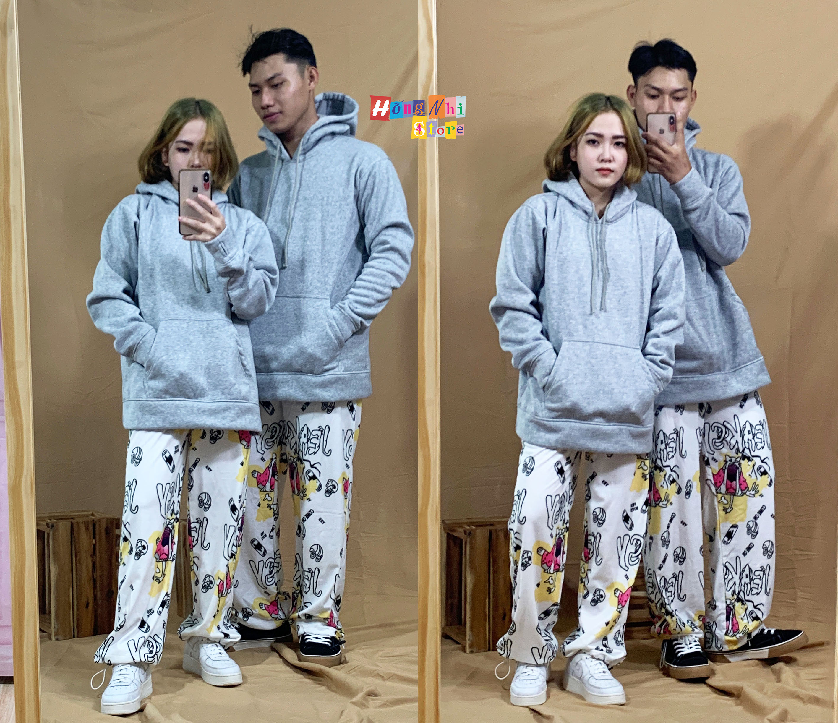 Áo Khoác Hoodie Trơn Ulzzang Unisex Màu Xám Chất Nỉ Bông Cao Cấp Dáng Rộng Nam Nữ - MM