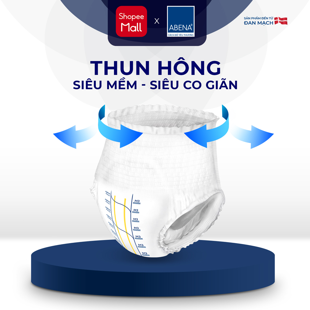 Tã quần người lớn Abena Pants Premium M3 gói 15 miếng thấm hút 2.400ml - Nhập khẩu Đan Mạch