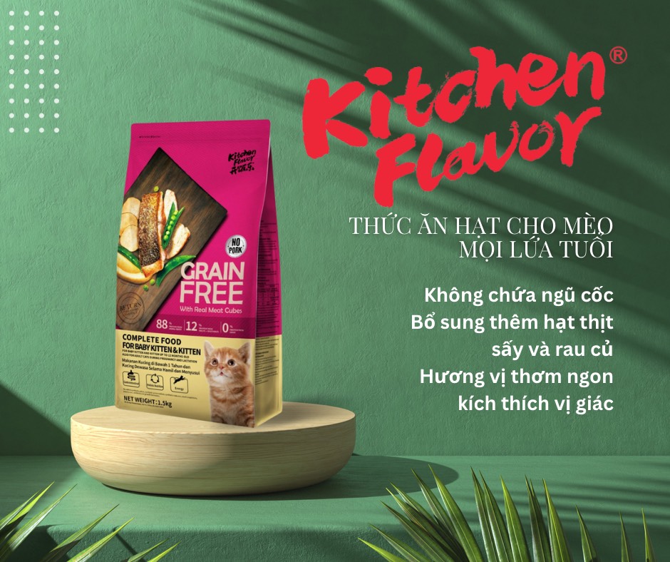 Thức Ăn Hạt Hoàn Chỉnh Cho Mèo Kitchen Flavor Túi 1.5Kg