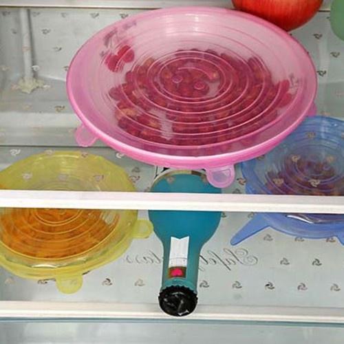 Bộ 6 Nắp Đậy Thức Ăn Thực Phẩm Sillicon Thay Màng Bọc Đồ Tô Chén Ly Cốc AT0760