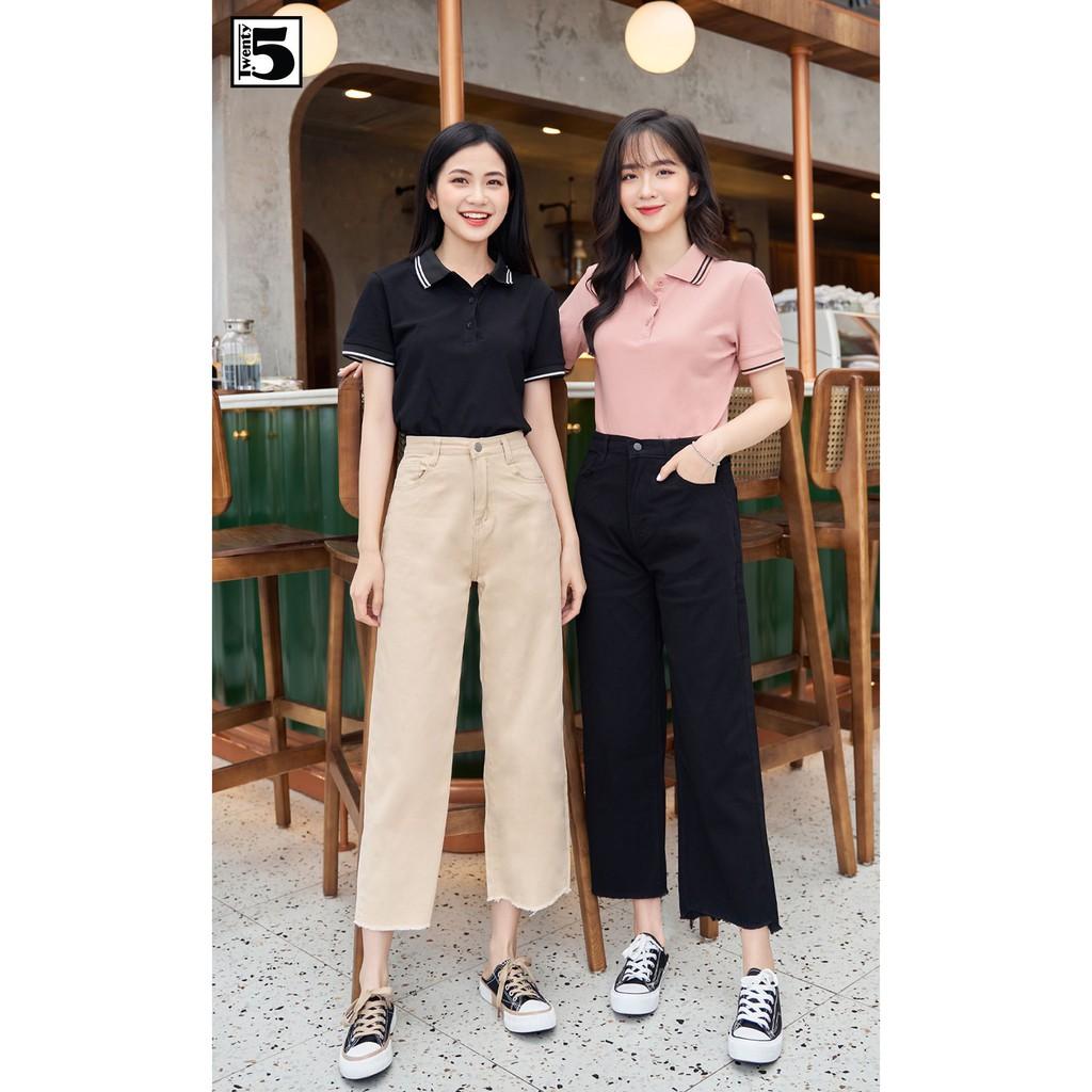Quần kaki nữ suông ống rộng, gấu tua rua Twentyfive 3766