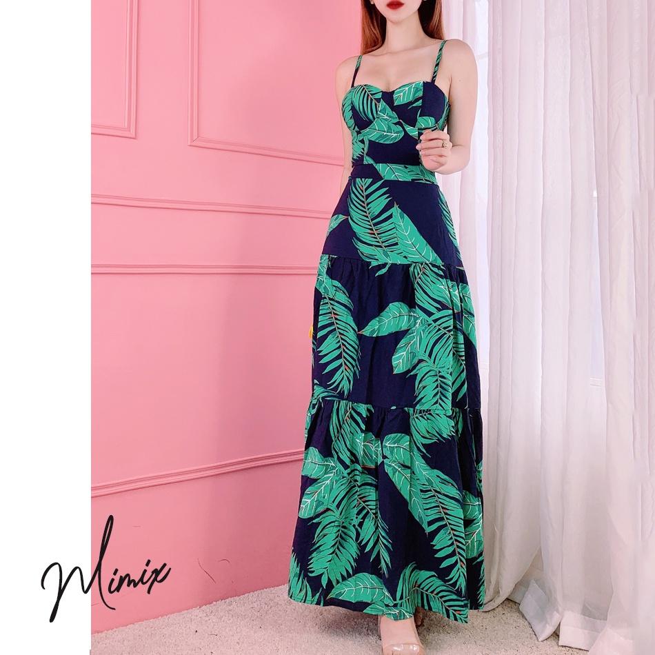 Set áo croptop hai dây cúp ngực có mút kèm chân váy hoa MIMIX BX2220