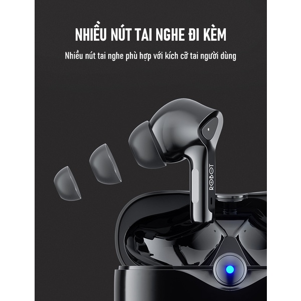 Tai Nghe Bluetooth ROBOT Airbuds T30 Thiết Kế In-Ear Chống Nước Cảm Ứng Thông Minh - Hàng Chính Hãng