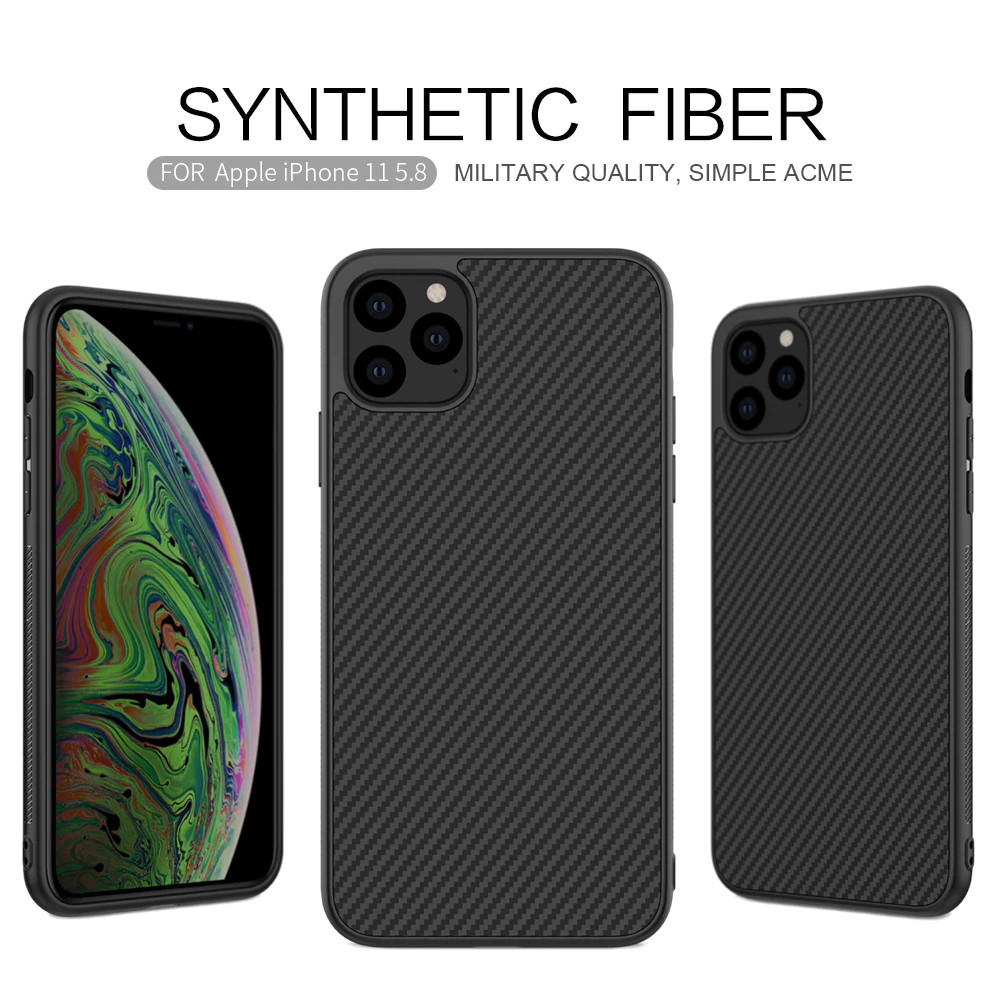 Ốp lưng sợi Carbon cho iPhone 11 Pro Max hiệu Nillkin (Sợi carbon cao cấp, siêu bền, chống mọi va đập) - Hàng chính hãng