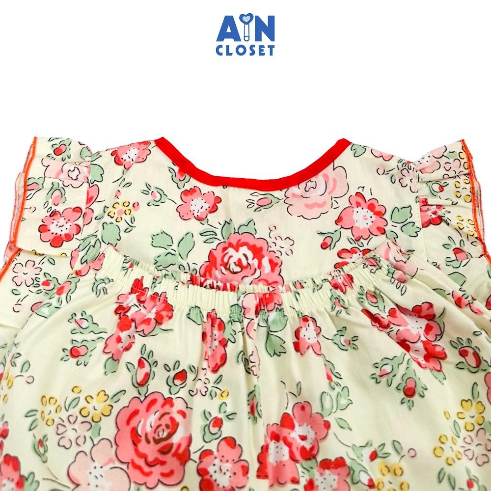 Bộ quần áo Ngắn bé gái họa tiết Hoa Hồng Đỏ cotton - AICDBG1NDX2C - AIN Closet