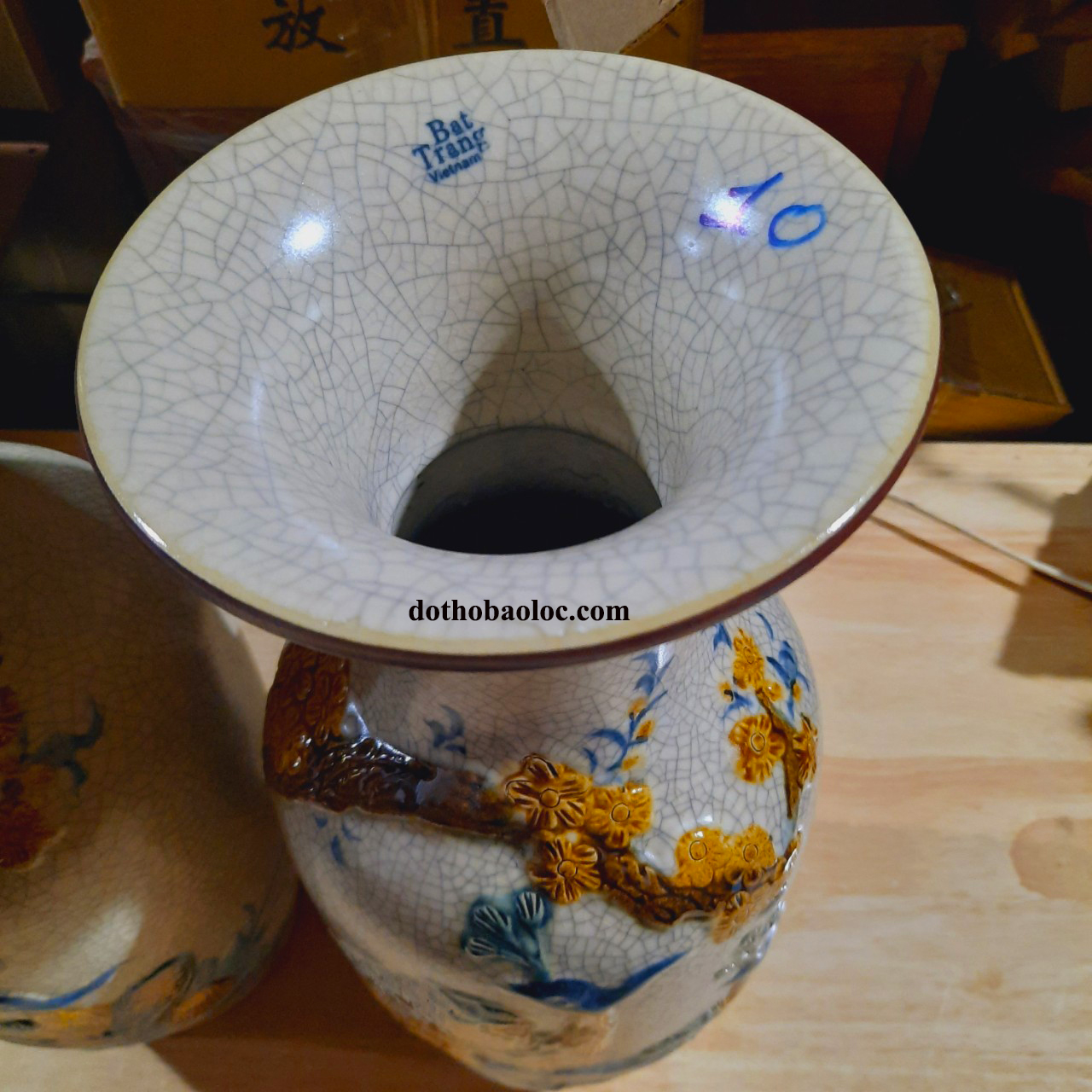 Lục bình men rạn cao cấp Bát Tràng cao 40cm