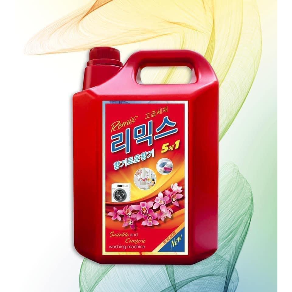 Nước giặt xả Remix Hàn can đỏ đen 5000ml