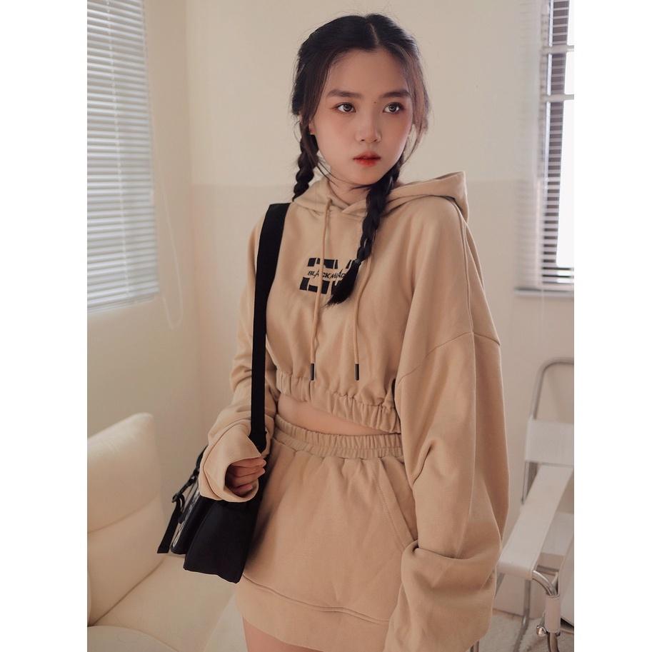 Áo CROPTOP HOODIE nữ Nỉ, nhiều màu BLACKMIACK