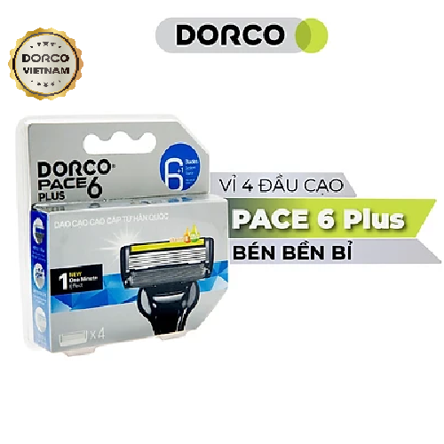 Vỉ 04 Đầu Cạo Râu 6 Lưỡi Dorco Pace 6 Plus SXA 5040-4B (6 Lưỡi + Đầu Cắt Tóc Mai)