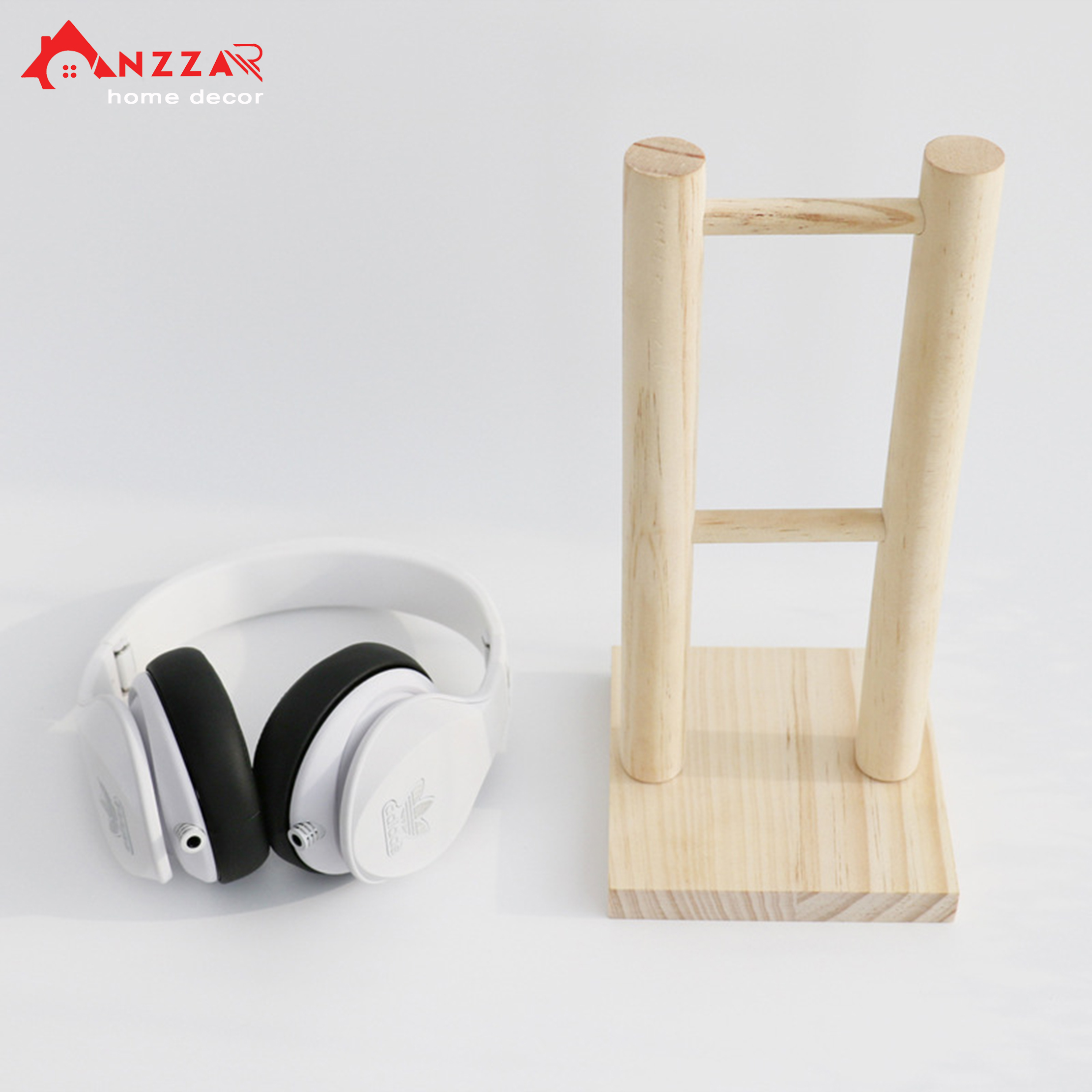 Giá treo tai nghe chụp tai, headphone chất liệu gỗ thông tự nhiên cao cấp hàng chính hãng Anzzar TN-02