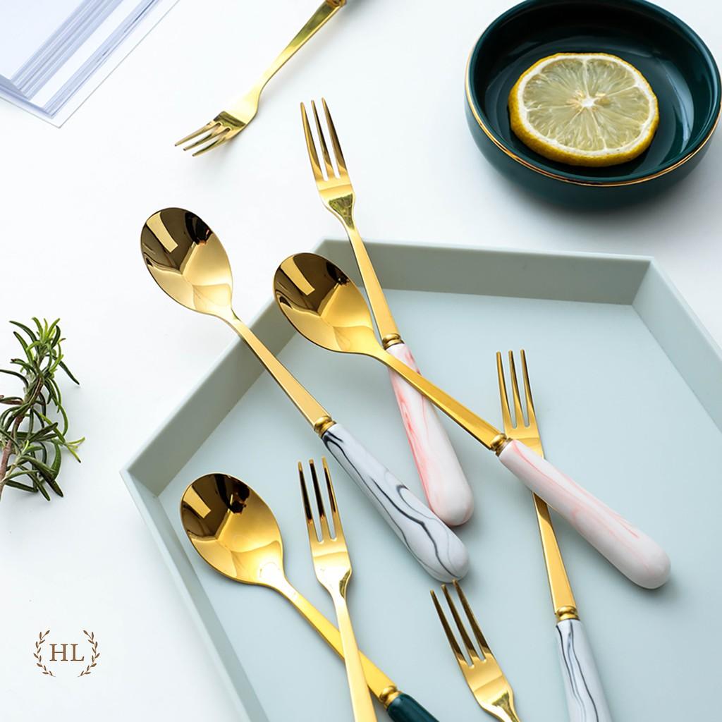 Thìa cafe - Nĩa size Bé | THÌA NĨA INOX CÁN SỨ