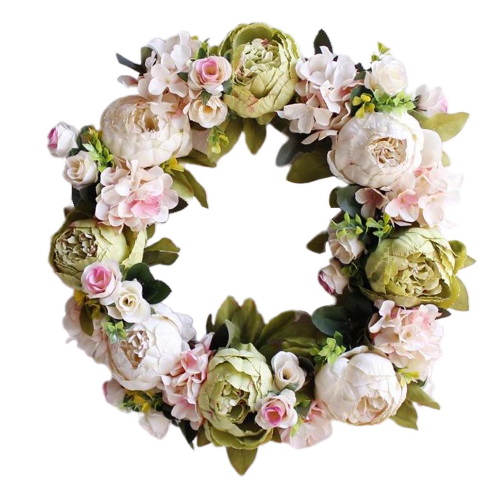 Artificial Flower Wreath Garland Home Front Door Wedding Party Decor, 2 Pcs