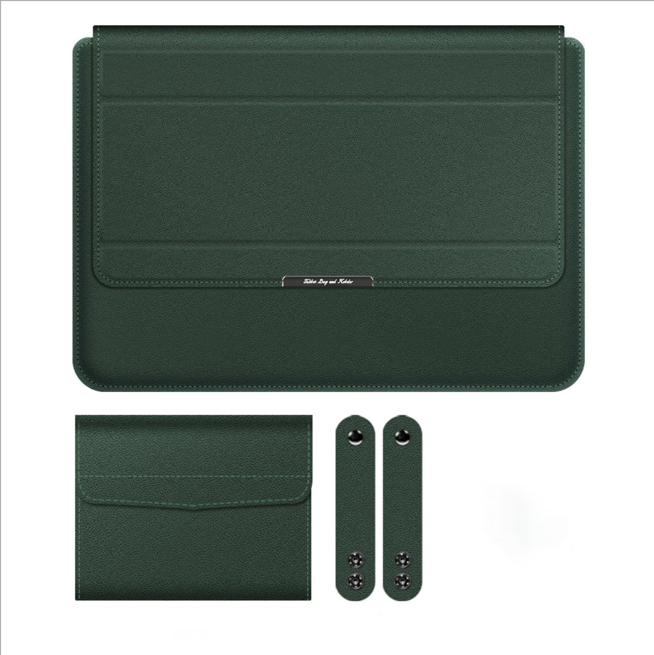 Bao Da Túi Chống Sốc Cho Ipad Laptop Macbook Kiêm Giá Đỡ Tản Nhiệt Kèm Ví Đựng Sạc Chuột - Xanh Rêu - 14 Inch