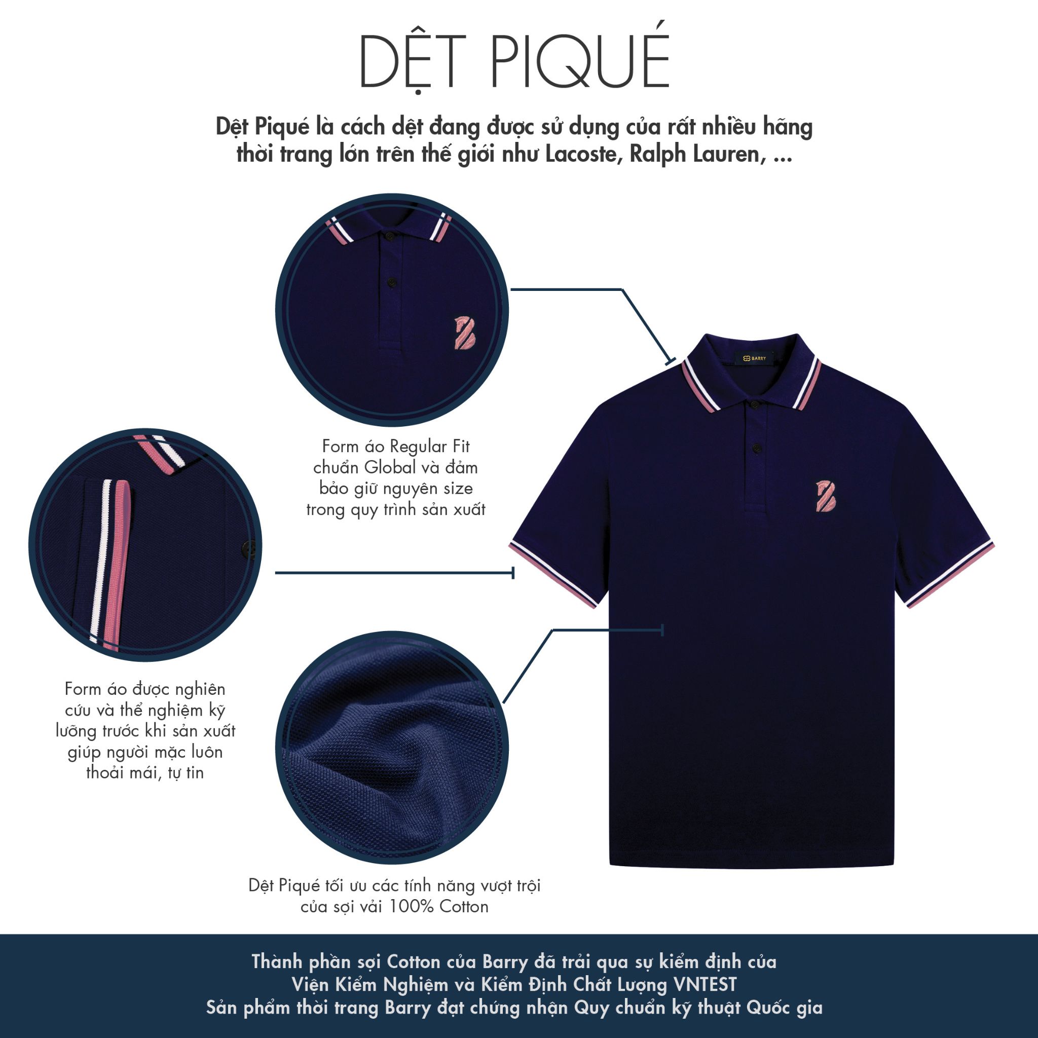 Áo Polo Nữ Vải Cotton Cá Sấu Gai Cao Cấp BARRY SS22 - PG125