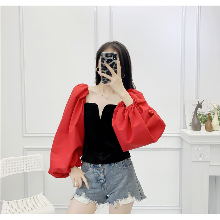 Áo kiểu cổ V tay phồng - A05S