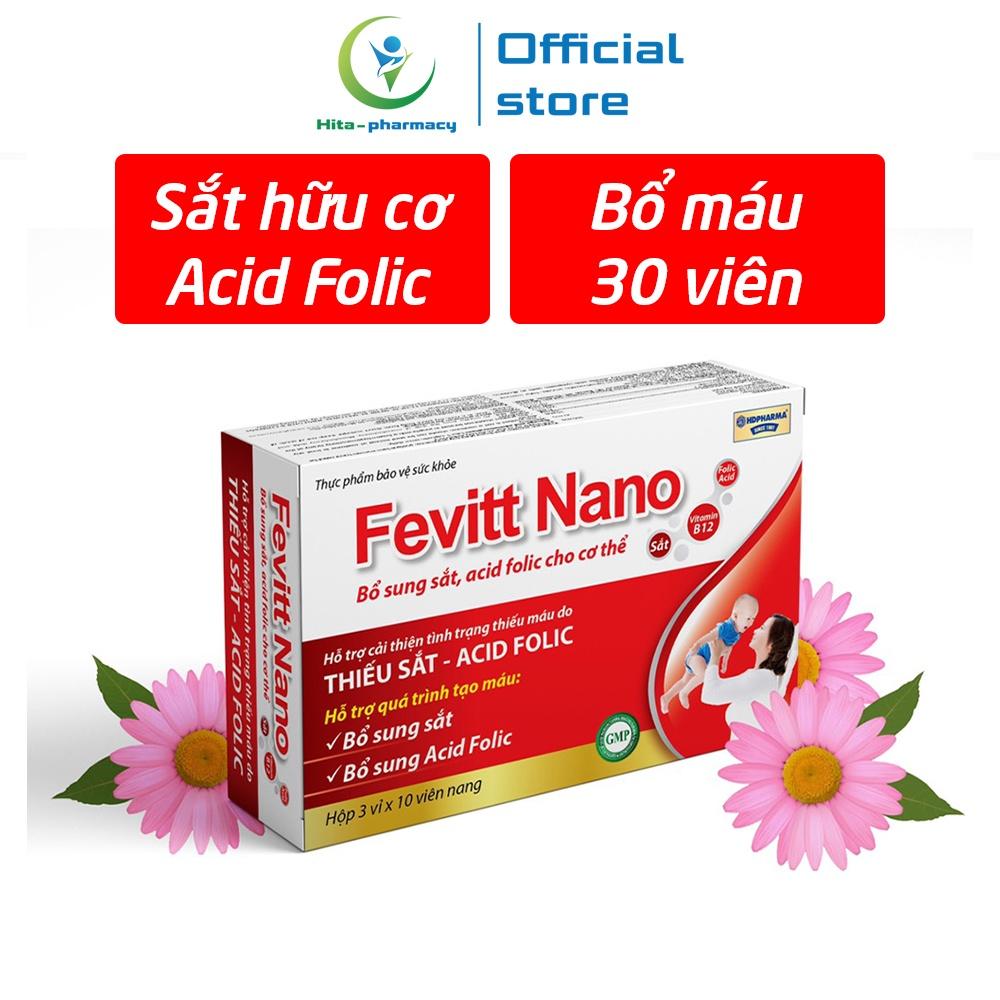 Viên uống bổ máu Fevitt Nano HDPHARMA bổ sung Sắt hữu cơ, Acid Folic - 30 viên
