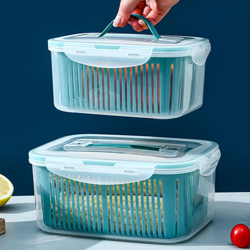 Hộp nhựa đựng thực phẩm, hộp đựng thức ăn tủ lạnh cao cấp SET 5, Hộp đựng đồ ăn kèm rổ và nắp đậy đa năng tiện lợi
