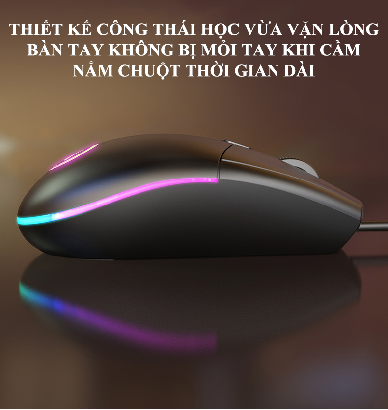 Chuột chơi game YINDIAO G3SE kết nối có dây cổng USB thiết kế công thái học chống mỏi tay có đèn led 7 màu - Hàng Chính Hãng