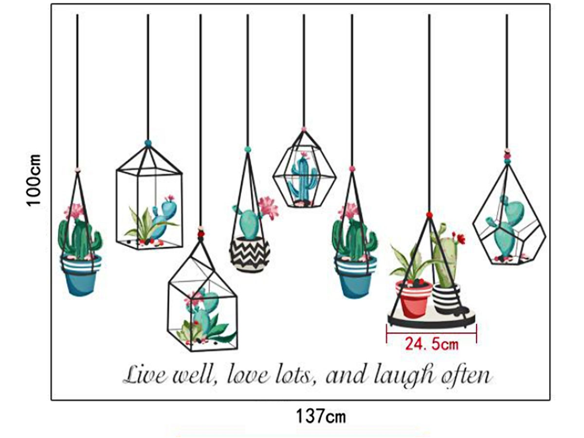 Decal dán tường giỏ hoa treo hm