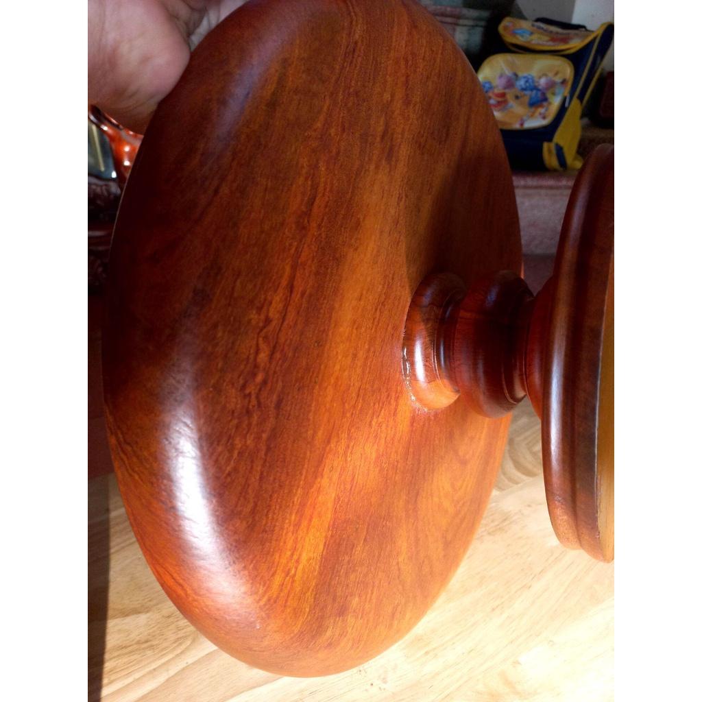 Mâm bồng đựng hoa quả trên bàn thờ bằng gỗ hương đá kt mặt rộng 30cm +chân đế cao 10cm = tổng cao 14cm