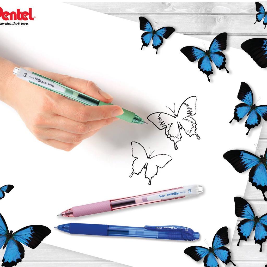 Bút Bi Nước Pentel Energel X BL107 Ngòi 0.7mm Mực Đen Thiết Kế Nắp Trắng