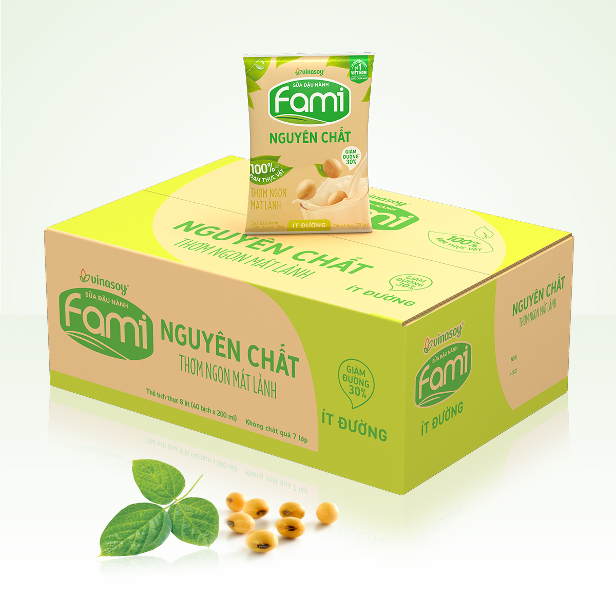 Thùng Sữa đậu nành Fami Nguyên Chất ít đường