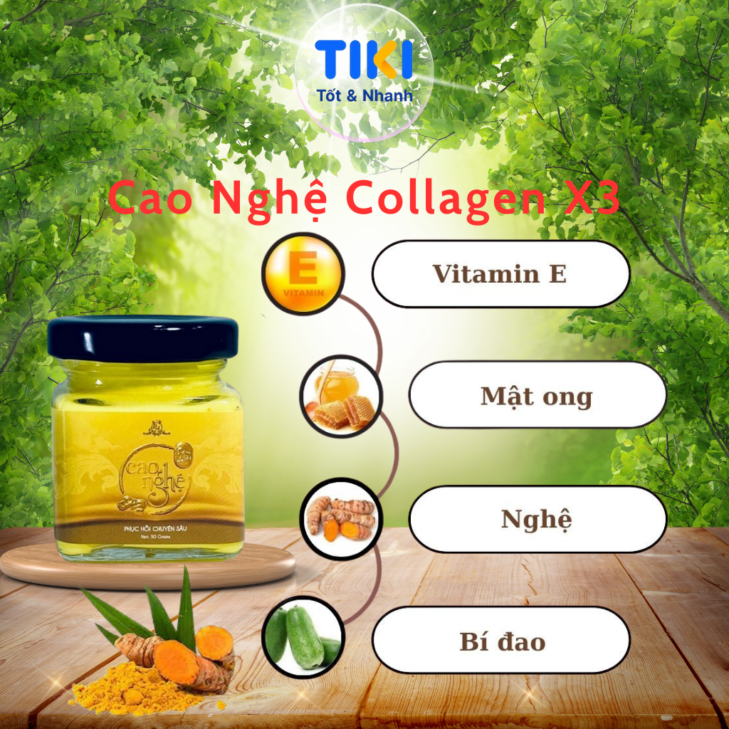 Cao Nghệ Collagen X3 Cao Nghệ Mờ Nám Giảm Thâm Cấp Ẩm Ngăn Ngừa Lão Hóa Đông Anh Chính Hãng 50g