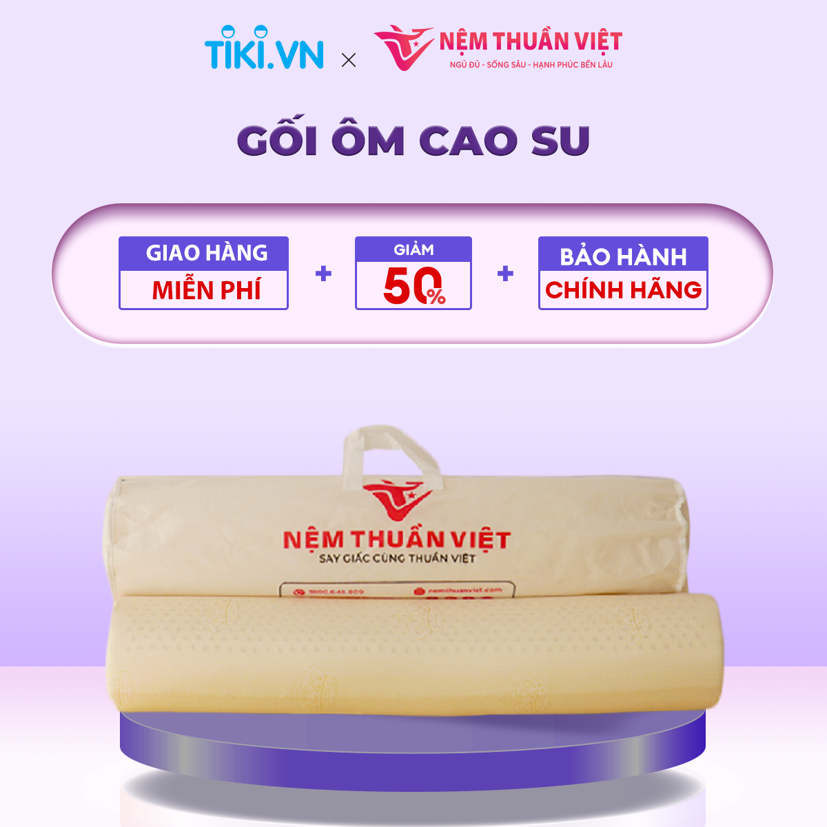 Gối Ôm Cao Su Thuần Việt Cao Cấp, 100% Cao Su Thiên Nhiên, Kháng Khuẩn, Nâng Đỡ Hiệu Quả