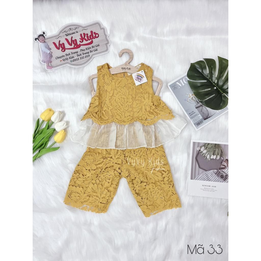 Set đồ bé gái, set bé gái vàng ren họa tiết thời trang VyVy Kids Fashion